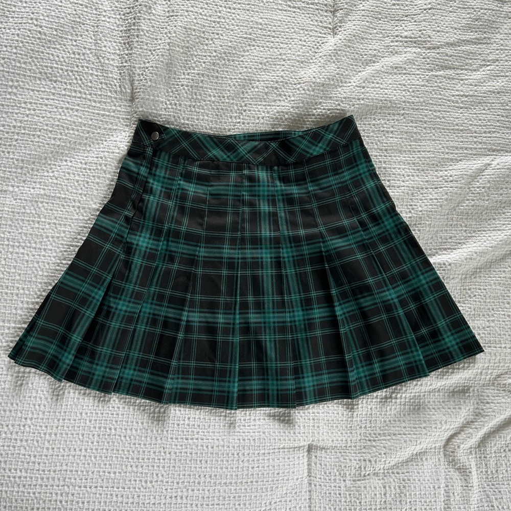 Plaid Green and Black Women's Skirt